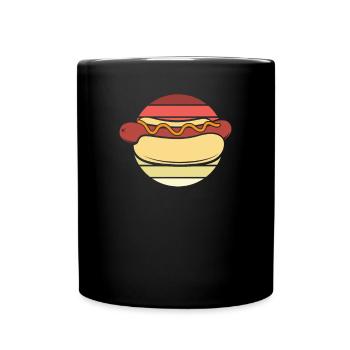 Retro Hot Dog with Mustard Curls - Full Colour Mug - black - Front