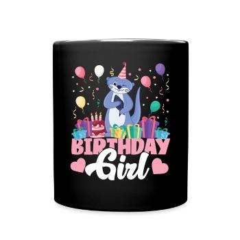 Loutre Anniversaire Fille Anniversaire Fille - Mug uni - noir - Devant