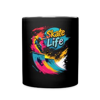 Skate Life Skateboard Skater Skateboarding - Tasse einfarbig - Schwarz - Vorne