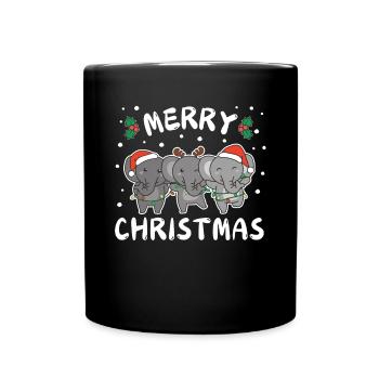 Merry Christmas süßer Elefant Weihnachtliches - Tasse einfarbig - Schwarz - Vorne