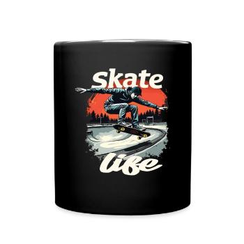 Skate Life Skateboard Skater Skateboarding - Tasse einfarbig - Schwarz - Vorne