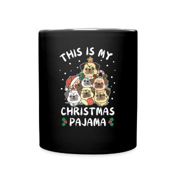 Weihnachten Mops Weihnachts Schlafanzug - Tasse einfarbig - Schwarz - Vorne