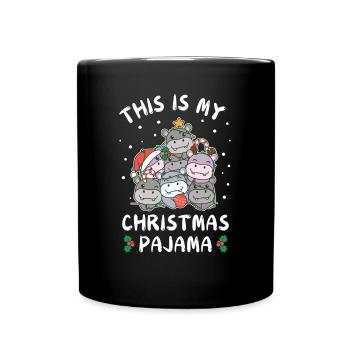Pyjama de Noël Hippopotame de Noël - Mug uni - noir - Devant