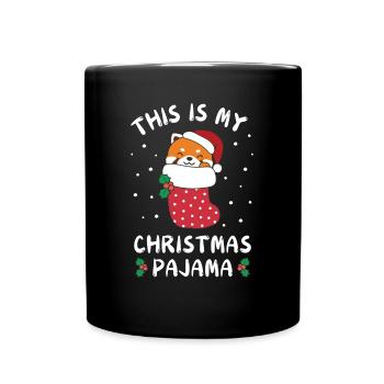 Das Ist Mein Weihnachtspyjama, Süßes Roter Panda - Tasse einfarbig - Schwarz - Vorne