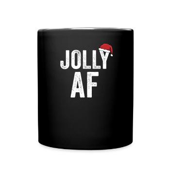 Jolly AF Weihnachtsmütze Lustige Weihnachten Jolly - Tasse einfarbig - Schwarz - Vorne