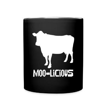 Moo-Licious Cow Silhouette Fun - Full Colour Mug - black - Front