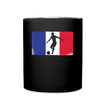 French Football Game Silhouette in Front of Flag - Full Colour Mug - black - Front