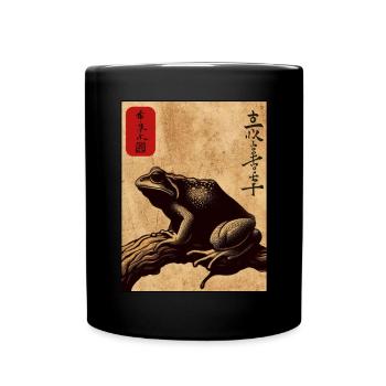 Bloc de bois japonais art grenouille amant kanji - Mug uni - noir - Devant