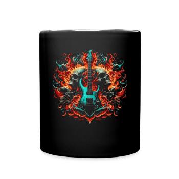 Rock N Roll Guitarist Music Guitarist Skeleton - Full Colour Mug - black - Front