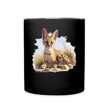 Servale Serval - Tasse einfarbig - Schwarz - Vorne