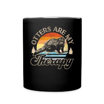 Otter Otters Are My Therapy - Full Colour Mug - black - Front
