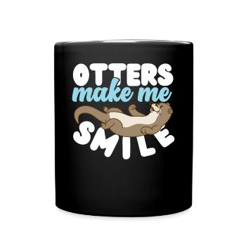 Otter Otters Make Me Smile - Full Colour Mug - black - Front