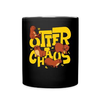 Otter Pun Otter Chaos - Tasse einfarbig - Schwarz - Vorne