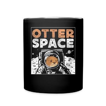 Otter Pun Space Science Astronaut - Tasse einfarbig - Schwarz - Vorne