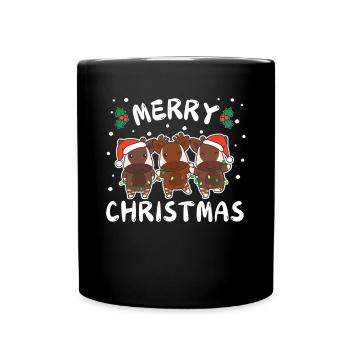 Merry Christmas süßes Okapi Weihnachtliches Okapis - Tasse einfarbig - Schwarz - Vorne