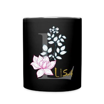 Buchstabe Initiale Lisa - Tasse einfarbig - Schwarz - Vorne