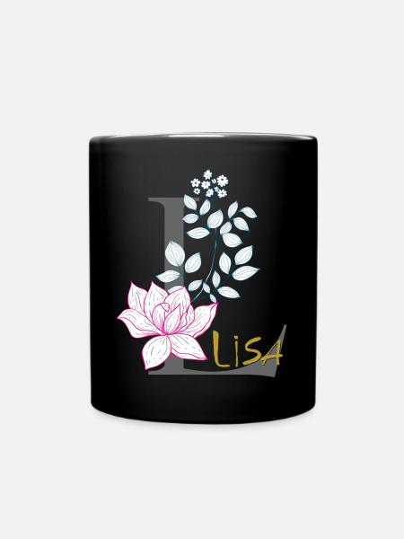 Buchstabe Initiale Lisa - Tasse einfarbig - Schwarz