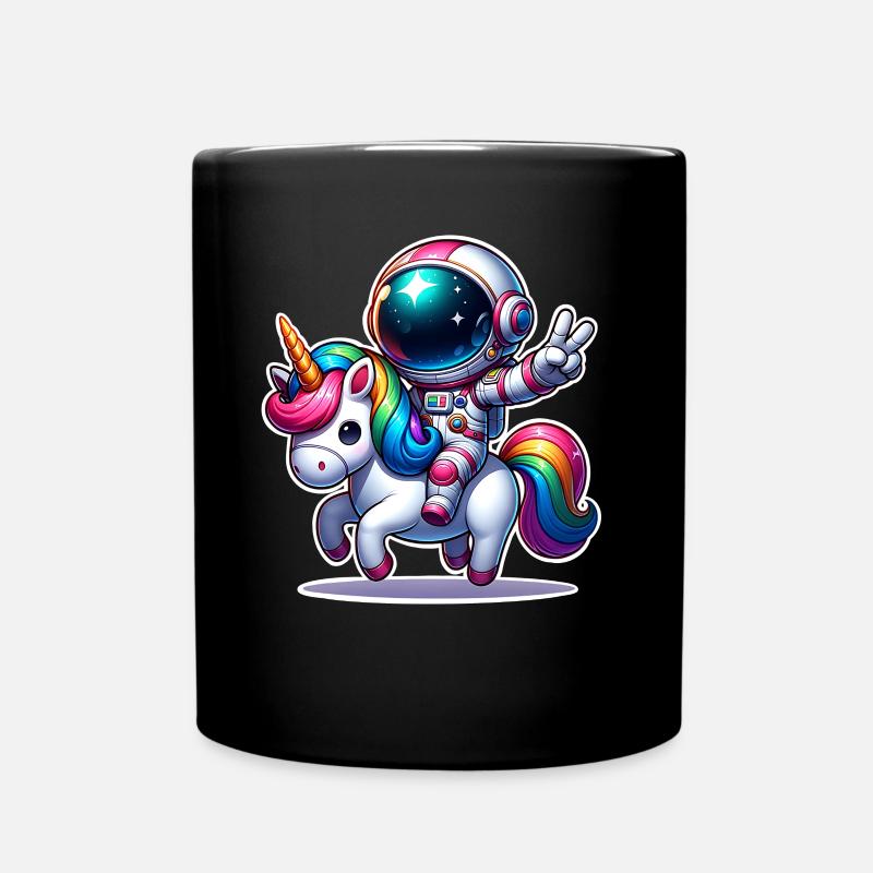 Astronaut Einhorn - Tasse einfarbig - Schwarz