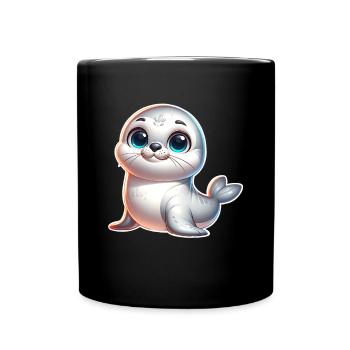 Robbe Seehund - Tasse einfarbig - Schwarz - Vorne