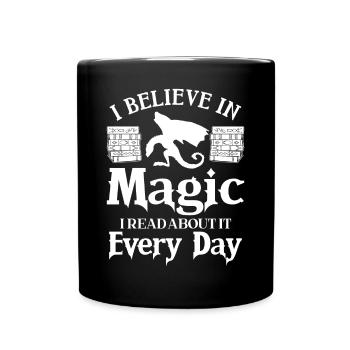 Bücherwurm Drache Fantasy Buchliebhaber - Tasse einfarbig - Schwarz - Vorne