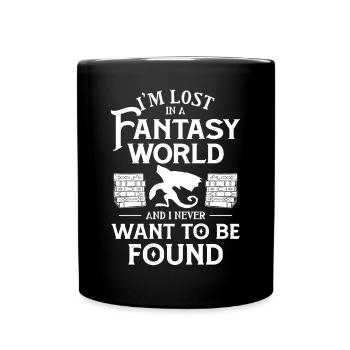 Bücherwurm Drache Fantasy Buchliebhaber - Tasse einfarbig - Schwarz - Vorne