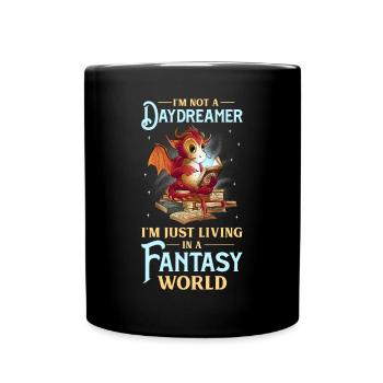 Bücherwurm Drache Fantasy Buchliebhaber - Tasse einfarbig - Schwarz - Vorne