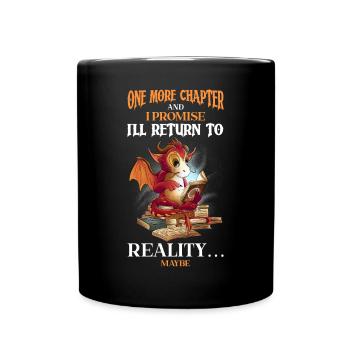 Bookworm Dragon Fantasy Book Lover - Full Colour Mug - black - Front