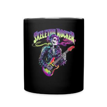 Skelett Gitarrist Bones Gitarrist Musiker - Tasse einfarbig - Schwarz - Vorne