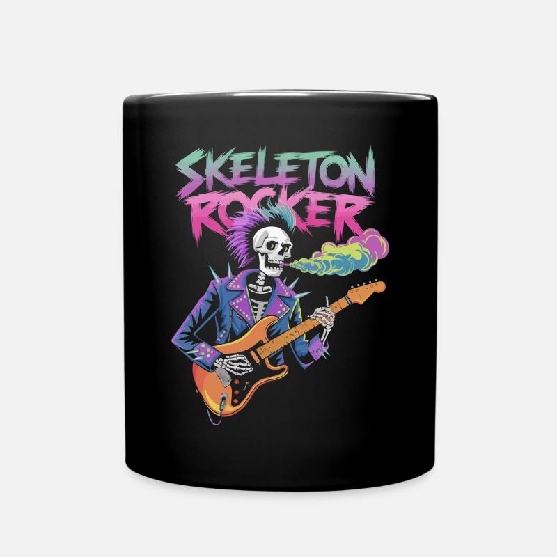 Skelett Gitarrist Bones Gitarrist Musiker - Tasse einfarbig - Schwarz