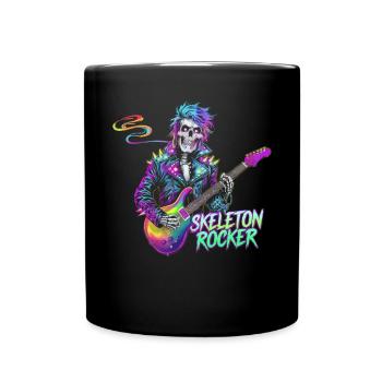 Skelett Gitarrist Bones Gitarrist Musiker - Tasse einfarbig - Schwarz - Vorne