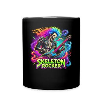 Skelett Gitarrist Bones Gitarrist Musiker - Tasse einfarbig - Schwarz - Vorne