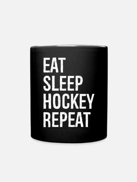 Essen Schlaf Hockey Wiederholen - Tasse einfarbig - Schwarz