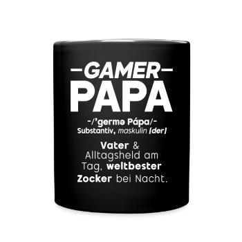 Gamer Papa Vater Gaming Liebhaber Videospieler PC - Tasse einfarbig - Schwarz - Vorne