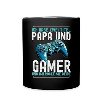 Gamer Papa Vater Gaming Liebhaber Videospieler PC - Tasse einfarbig - Schwarz - Vorne