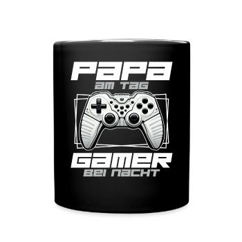 Gamer Papa Vater Gaming Liebhaber Videospieler PC - Tasse einfarbig - Schwarz - Vorne
