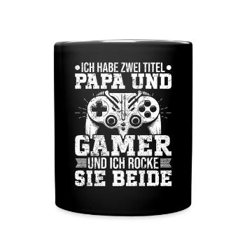 Gamer Papa Vater Gaming Liebhaber Videospieler PC - Tasse einfarbig - Schwarz - Vorne