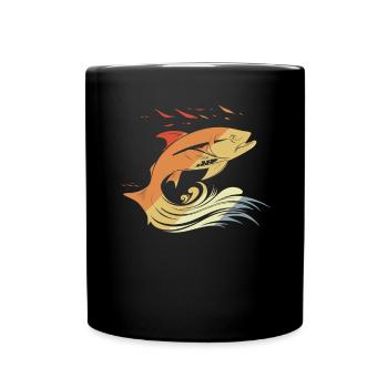Fish Drawing Retro Style - Full Colour Mug - black - Front