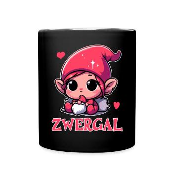 Zwergal - Süßes Design mit Baby-Zwerg - Tasse einfarbig - Schwarz - Vorne