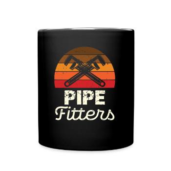 Pipe Fitters Retro Stil Grafik - Tasse einfarbig - Schwarz - Vorne