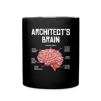 Architect's Brain Humorvolle Illustration Mit - Tasse einfarbig - Schwarz - Vorne