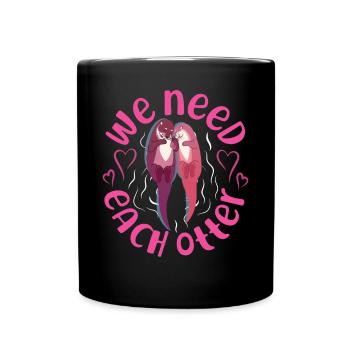 Loutre Saint-Valentin Jeu de mots dont nous avons besoin - Mug uni - noir - Devant