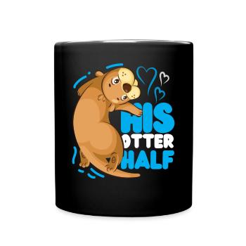 Otter Couple Pun Valentines Day - Full Colour Mug - black - Front