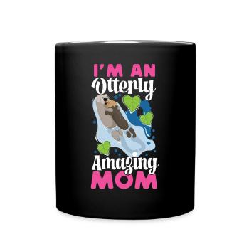 Otter Mom Pun I'm An Otterly - Tasse einfarbig - Schwarz - Vorne