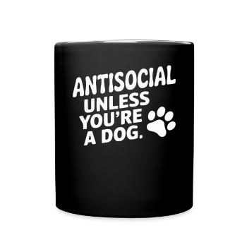 Anti Humain Pro Chien Amoureux Propriétaire Chiot Chiot Doggy - Mug uni - noir - Devant
