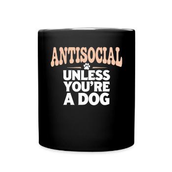 Anti Humain Pro Chien Amoureux Propriétaire Chiot Chiot Doggy - Mug uni - noir - Devant
