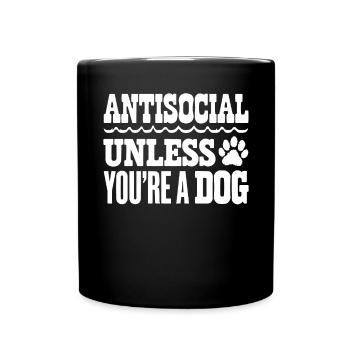 Anti Humain Pro Chien Amoureux Propriétaire Chiot Chiot Doggy - Mug uni - noir - Devant