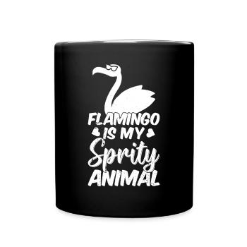 Flamingo is my spirit animal - Cute Flamingo - Full Colour Mug - black - Front