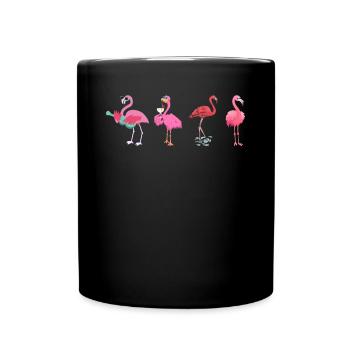 Flamants roses de fête Flamants roses drôles - Mug uni - noir - Devant