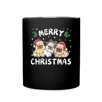 Joyeux Noël Mignon Carlin Chiens de Noël - Mug uni - noir - Devant