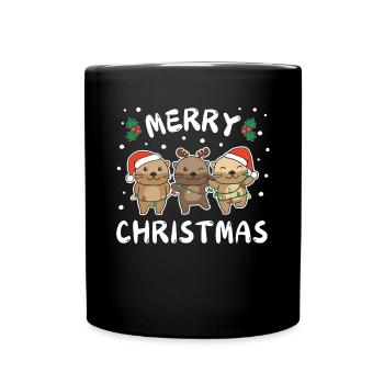 Joyeux Noël Loutre de Noël Loutres de Noël - Mug uni - noir - Devant